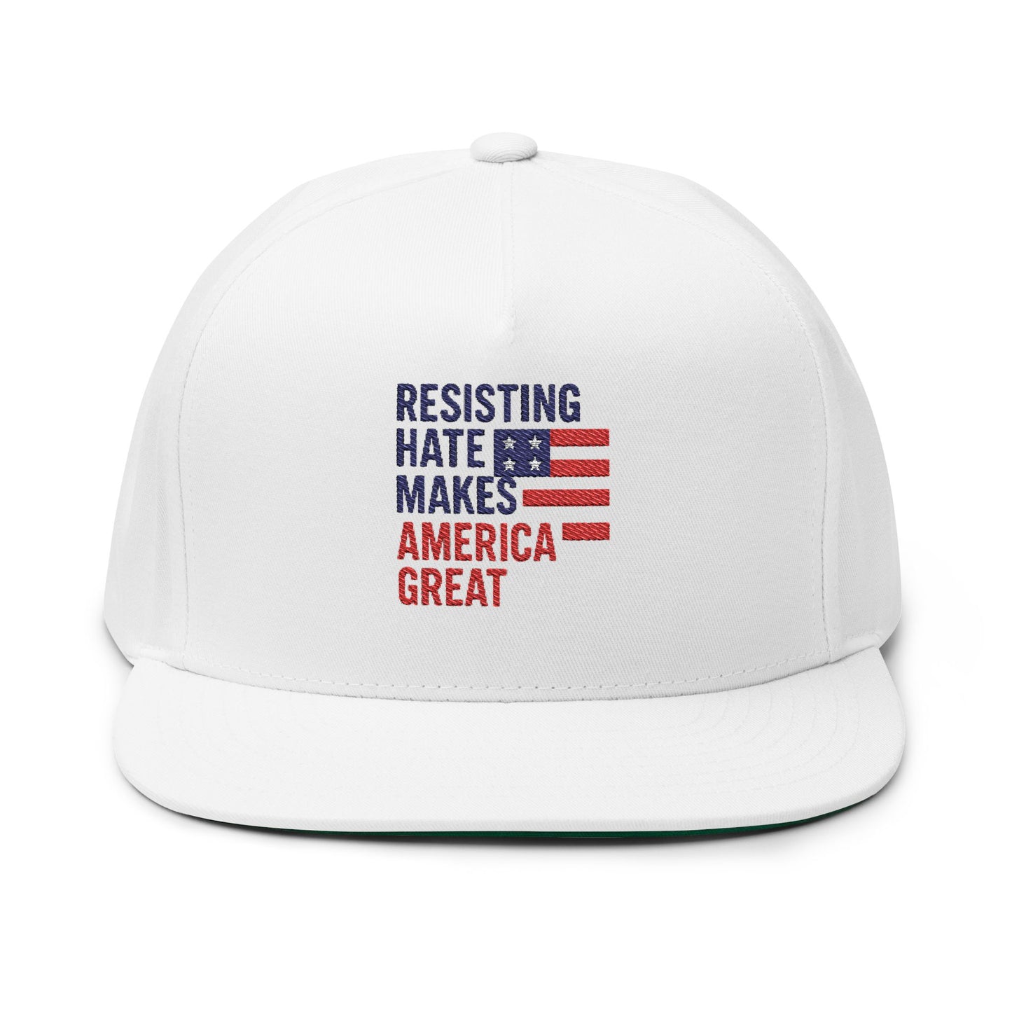 Embroidered Flat Bill Cap - "Resisting Hate Makes America Great" - Patriotic Hat, Snapback, Gifts for Activists, Political Statement, [...]