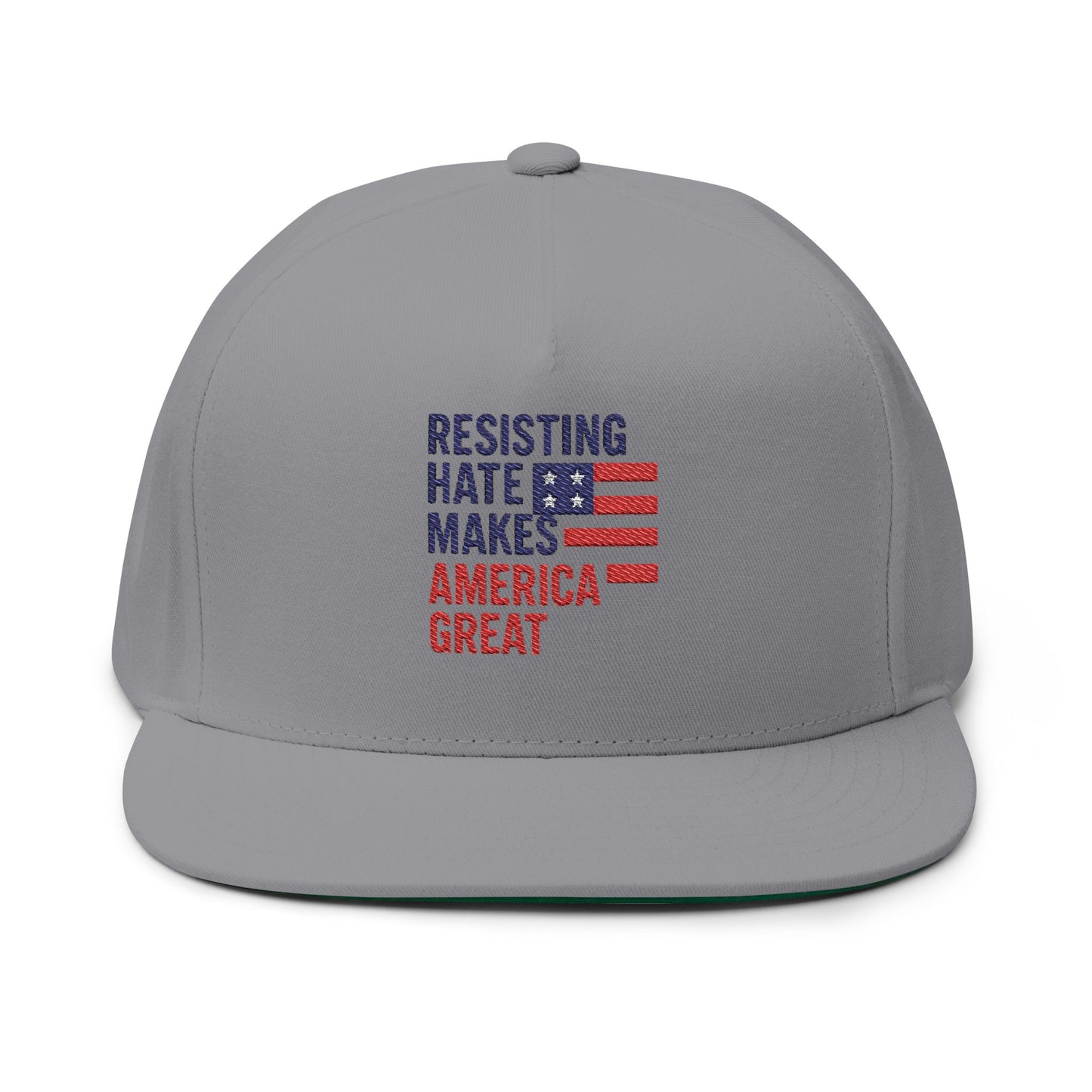 Embroidered Flat Bill Cap - "Resisting Hate Makes America Great" - Patriotic Hat, Snapback, Gifts for Activists, Political Statement, [...]